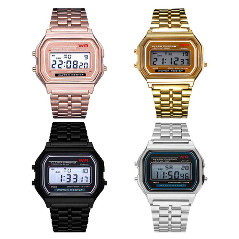 Led relógio de banda de aço in - Women Accessories Display avaliação e preço
