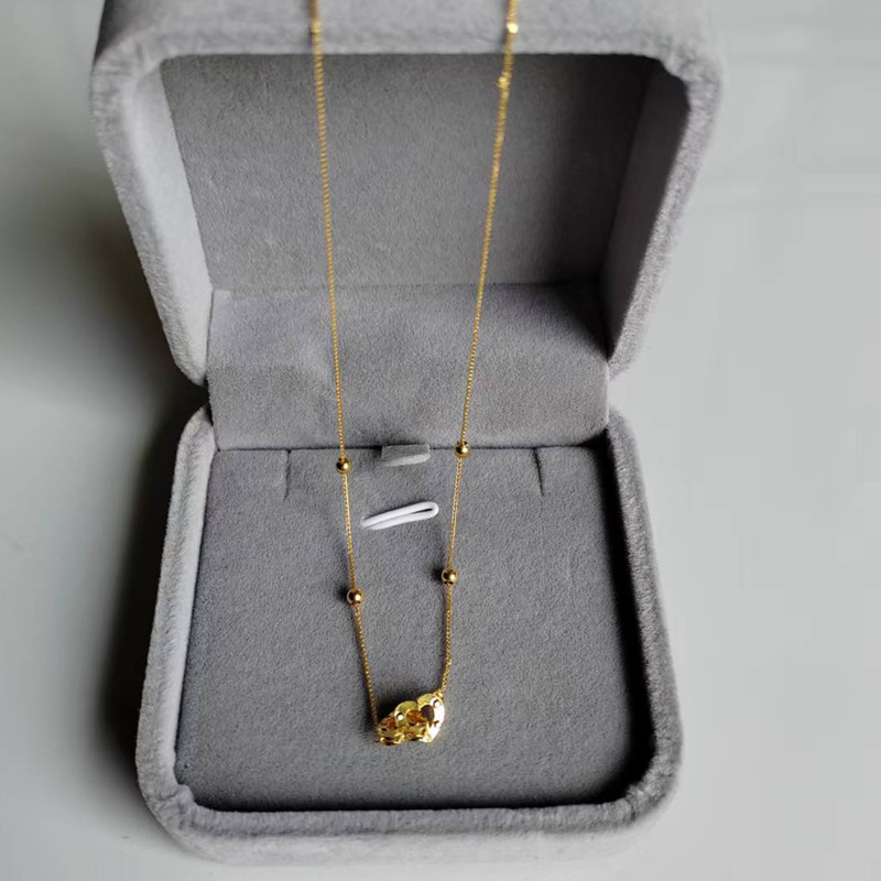 Real 18k ouro duplo coração co - Charm Necklace Dainty avaliação e preço