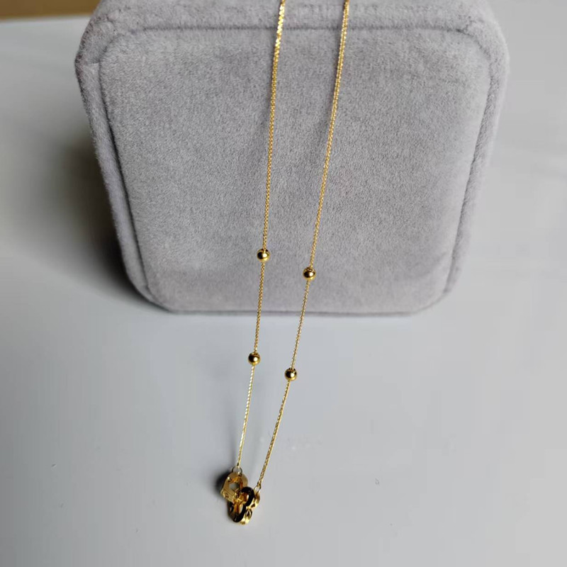 Real 18k ouro duplo coração co - Charm Necklace Dainty avaliação e preço