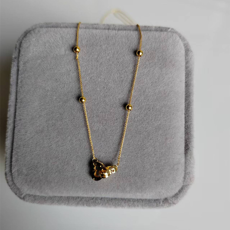 Real 18k ouro duplo coração co - Charm Necklace Dainty avaliação e preço